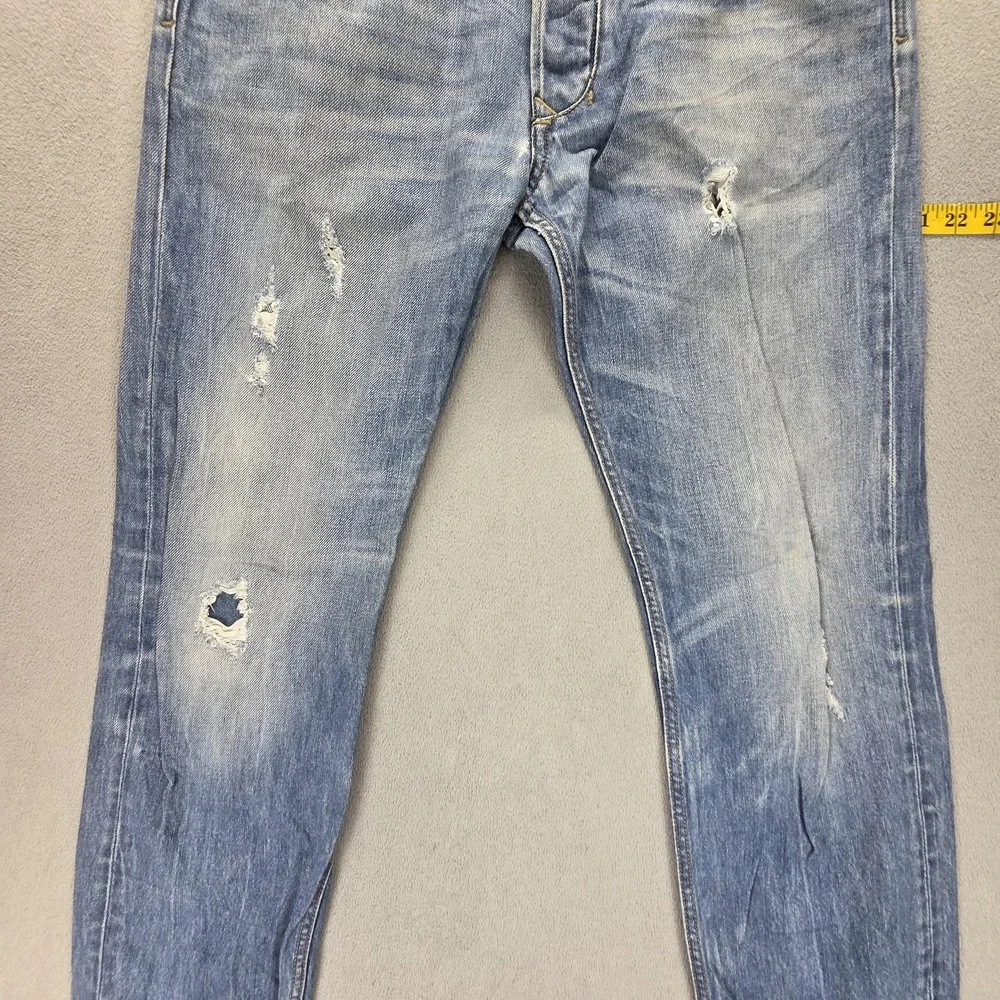 Diesel Jeans Mens 31x32 Blue Larkee-T Regular Tapered Button Fly Thunder 0075N